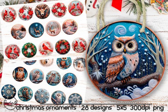 3D Christmas Ornament Embroidery Effect