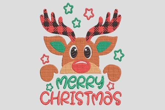 Cute Reindeer Merry Christmas Embroidery