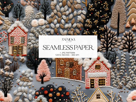 Embroidery Christmas Village Paper
