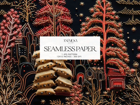 Night Village Christmas Embroidery Pape