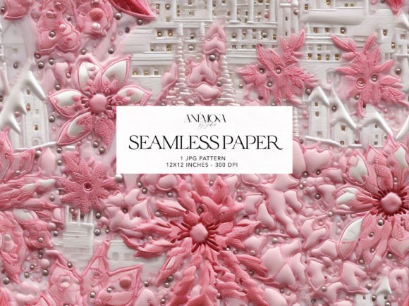 Pink Poinsettia Embroidery Pattern Paper